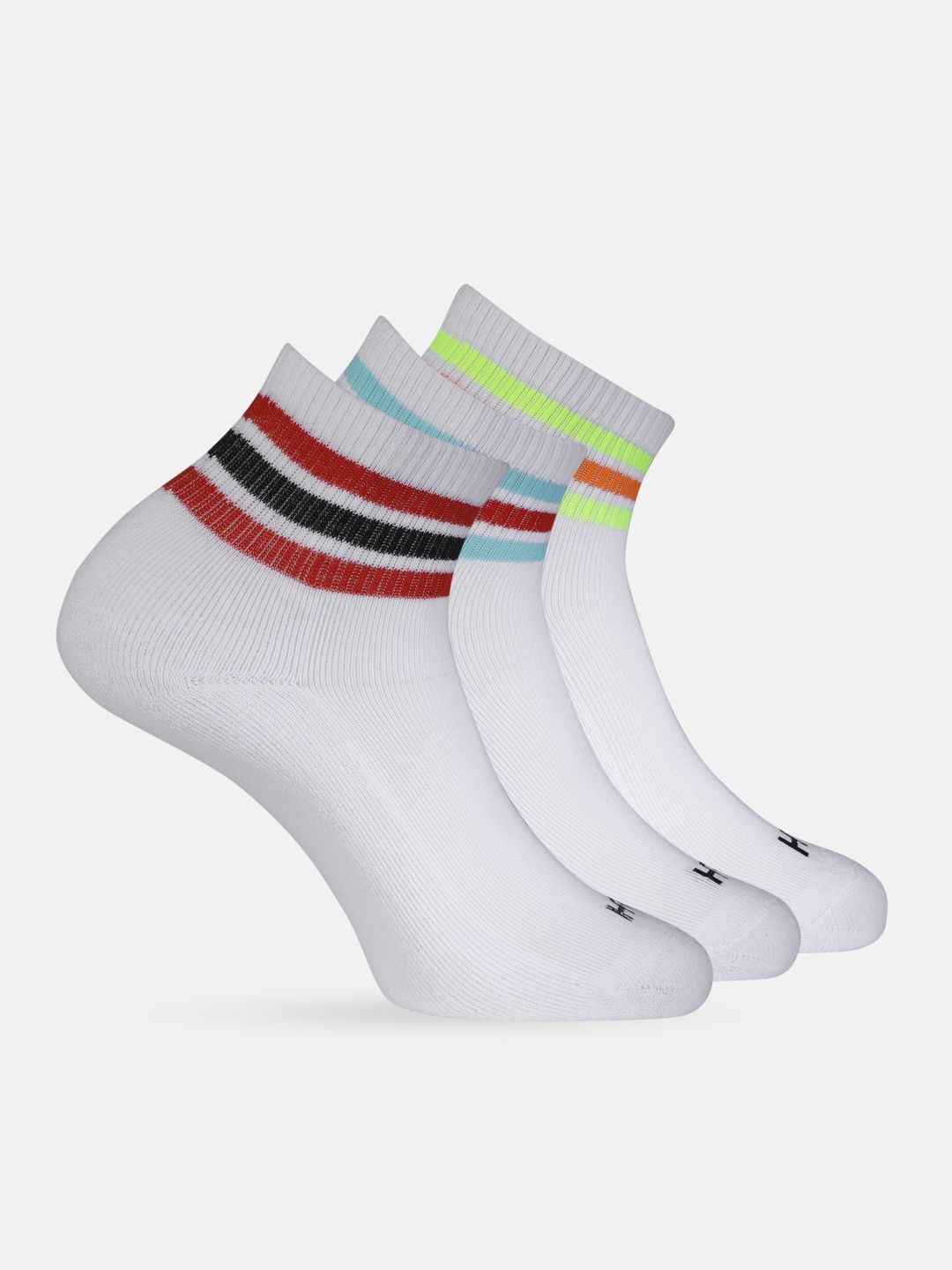 HRX by Hrithik Roshan Men White Pack Of 3 Above Ankle Half Terry Sports Socks