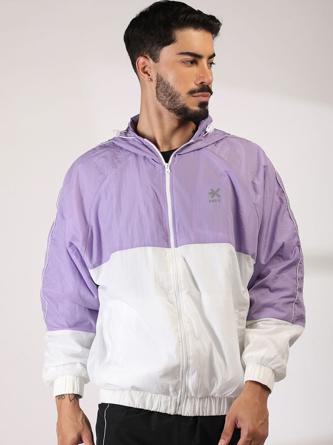 HRX by Hrithik Roshan Men Hooded Colourblocked Windcheater Sporty Jacket