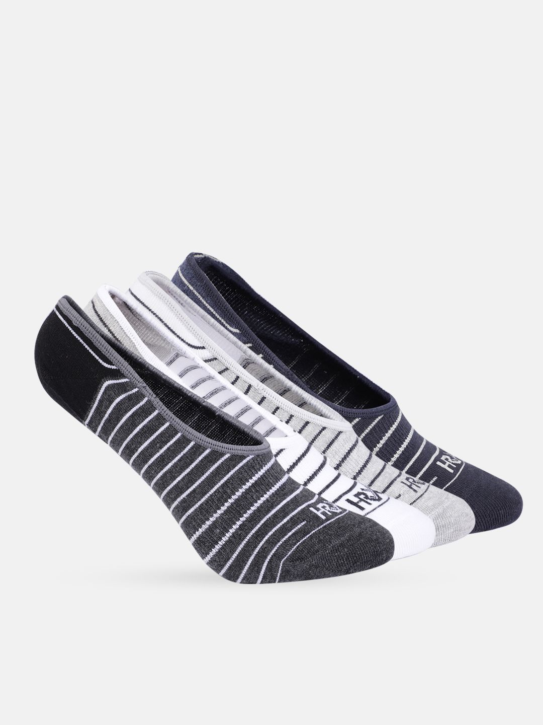 HRX by Hrithik Roshan Men Pack of 4 Striped Cotton Shoe Liners