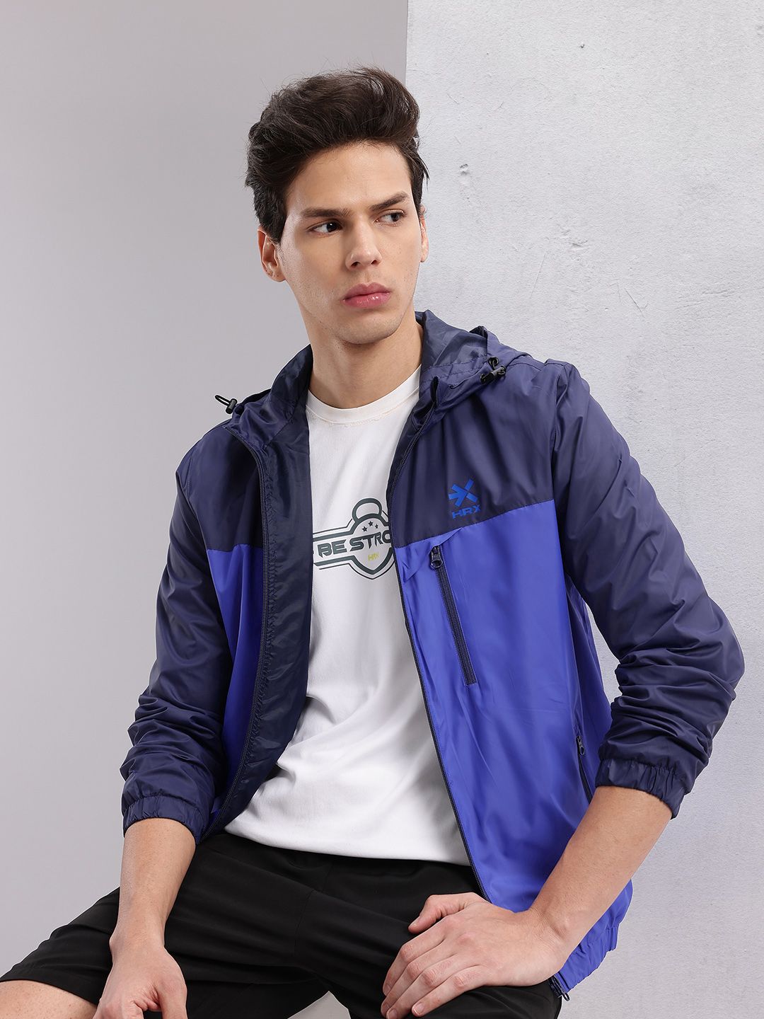HRX by Hrithik Roshan Men Colorblocked Hooded Bomber Lifestyle Jacket