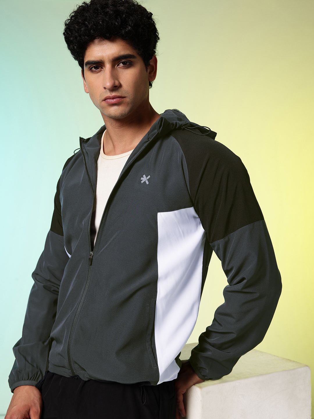 HRX by Hrithik Roshan Typography Colourblocked Running Jacket