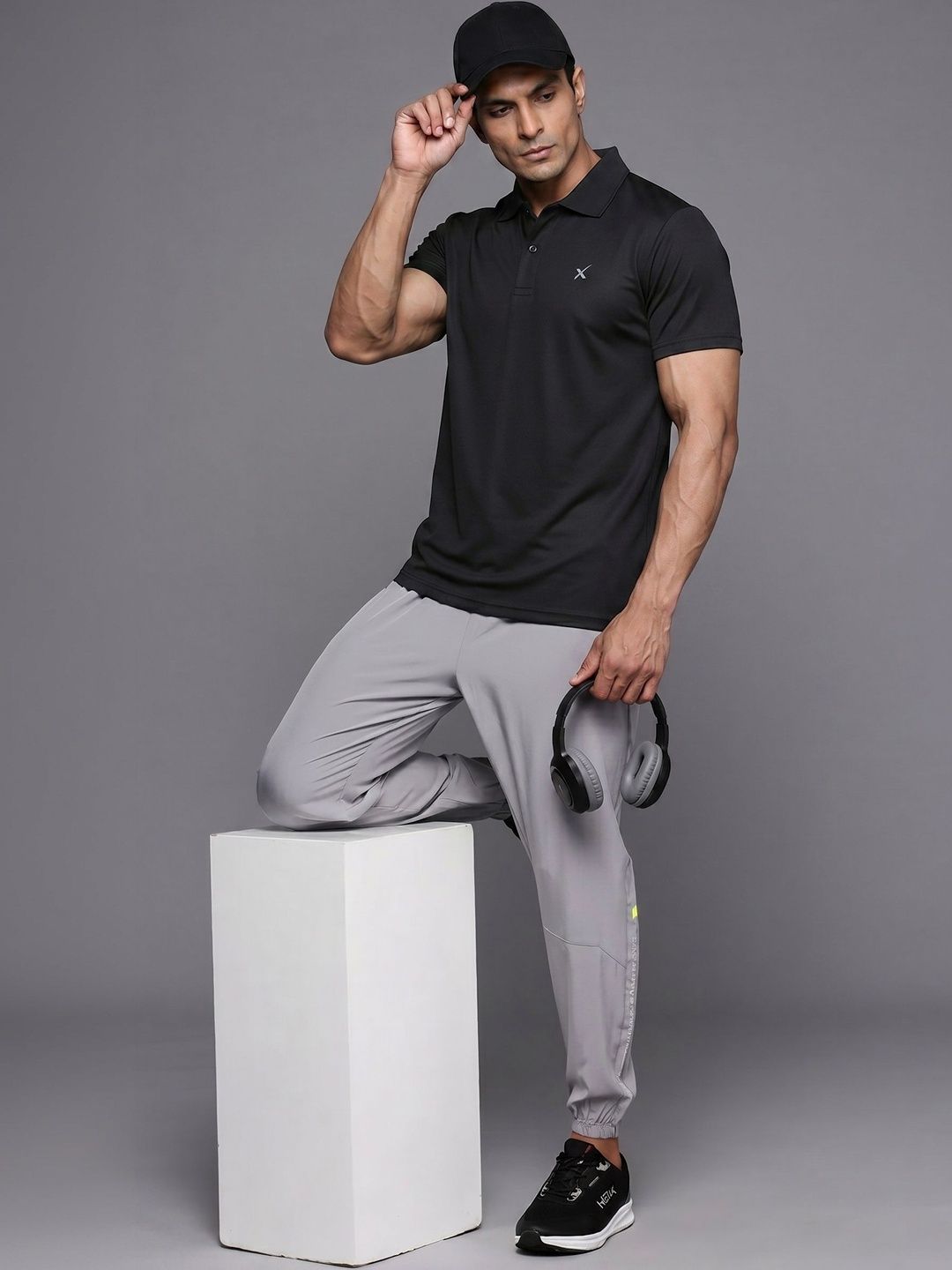 HRX by Hrithik Roshan Men Brand Logo Solid Polo Collar Short Sleeves T-shirt