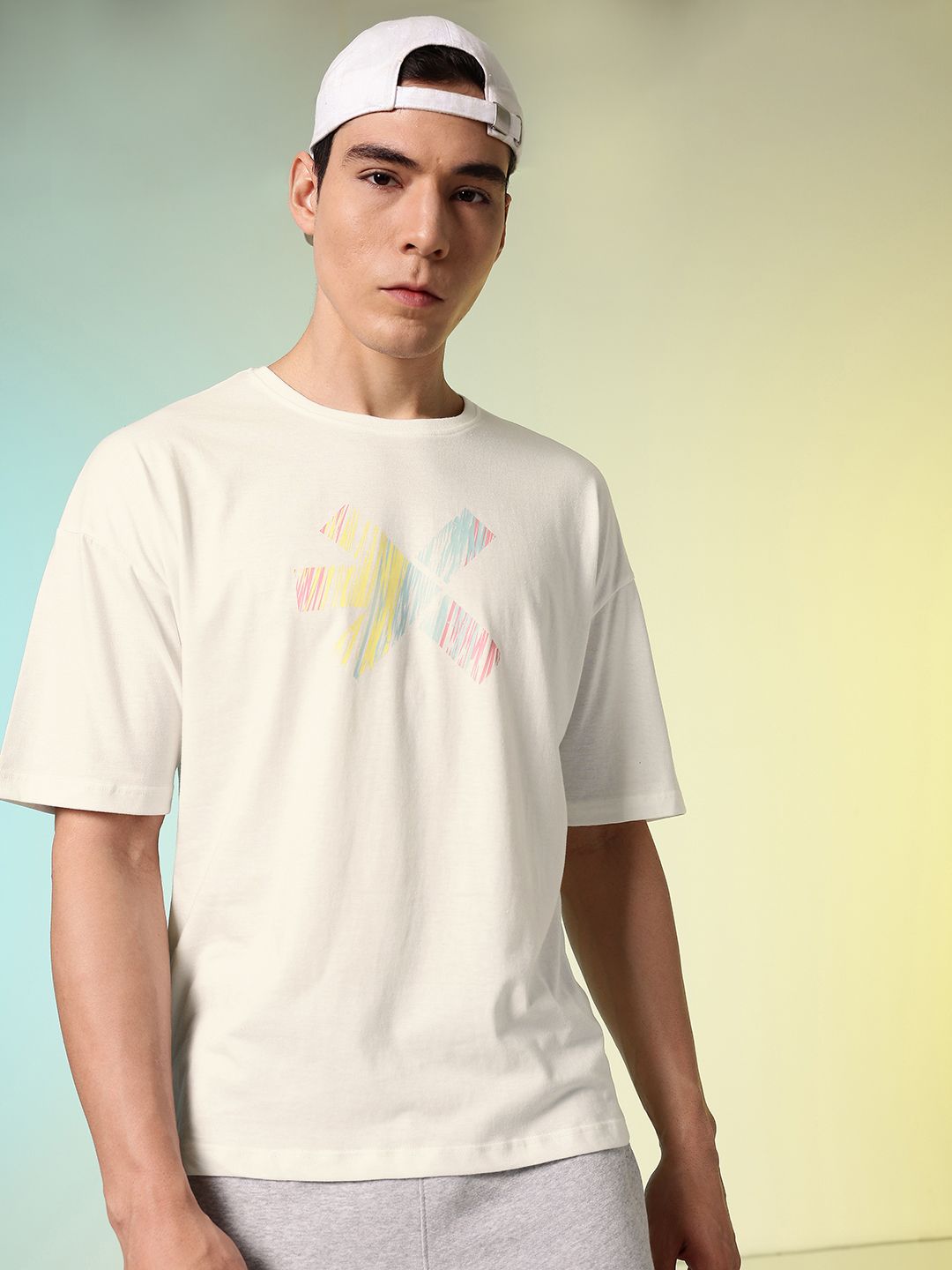 HRX by Hrithik Roshan Brand Logo Printed Pure Cotton Oversized T-shirt