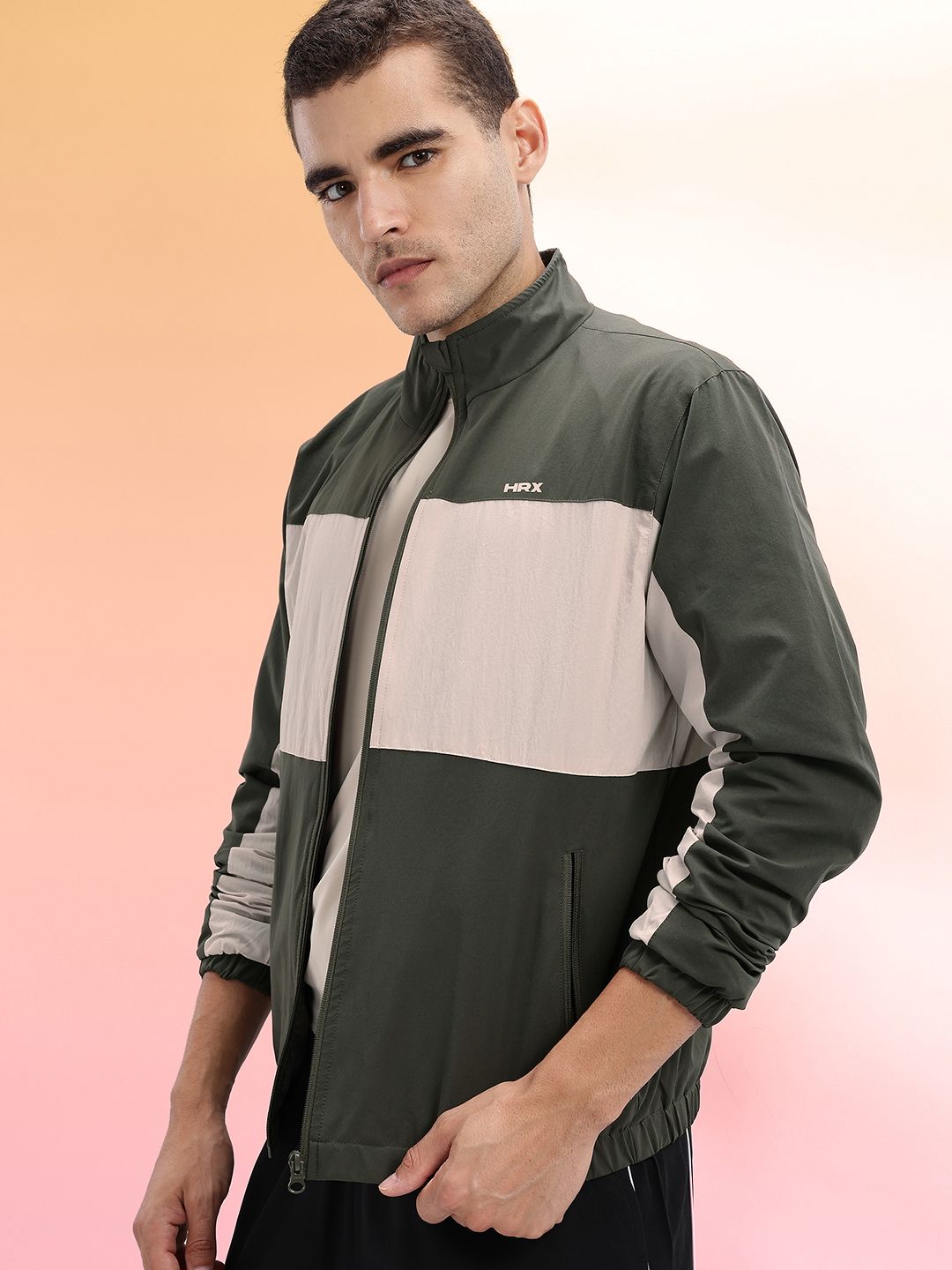 HRX by Hrithik Roshan Mock Collar Colorblocked Tailored Jacket