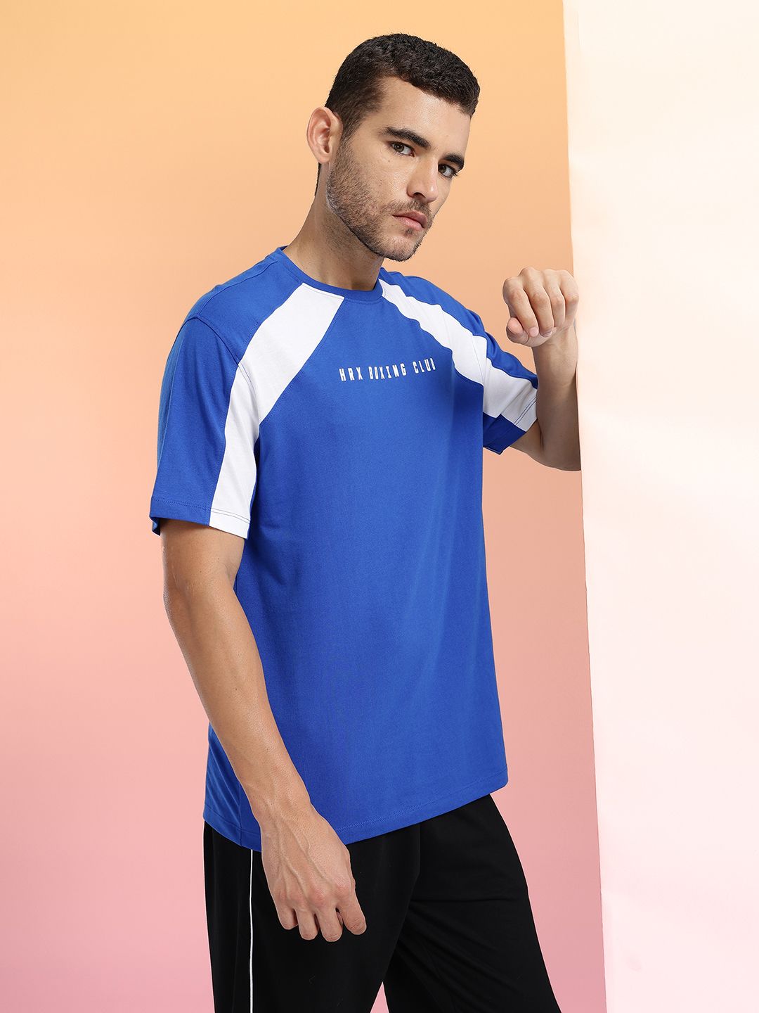 HRX by Hrithik Roshan Striped Drop-Shoulder Sleeves Relaxed Fit T-shirt