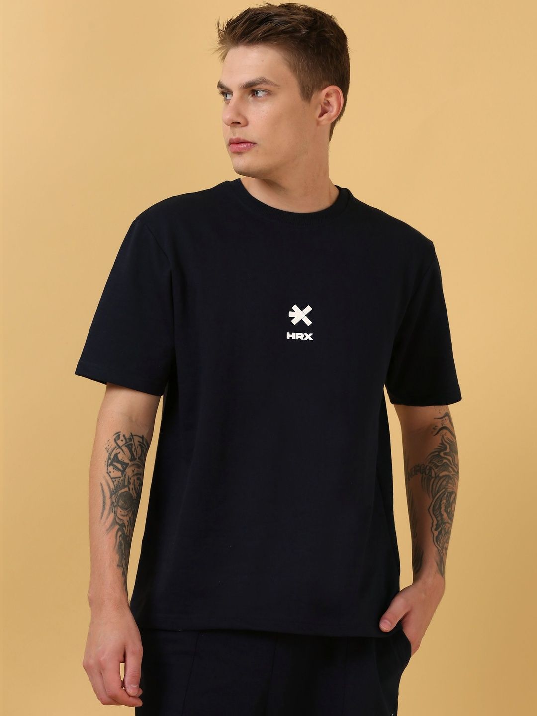 HRX by Hrithik Roshan Round Neck Brand Logo Printed Relaxed Fit T-shirt