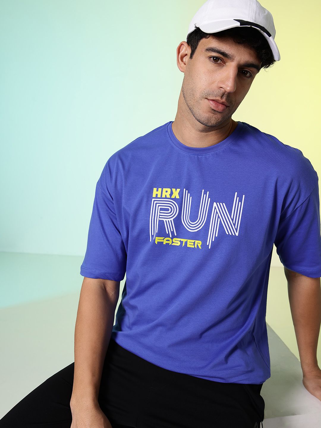 HRX by Hrithik Roshan Typography Printed Drop-Shoulder Sleeves Pure Cotton T-shirt