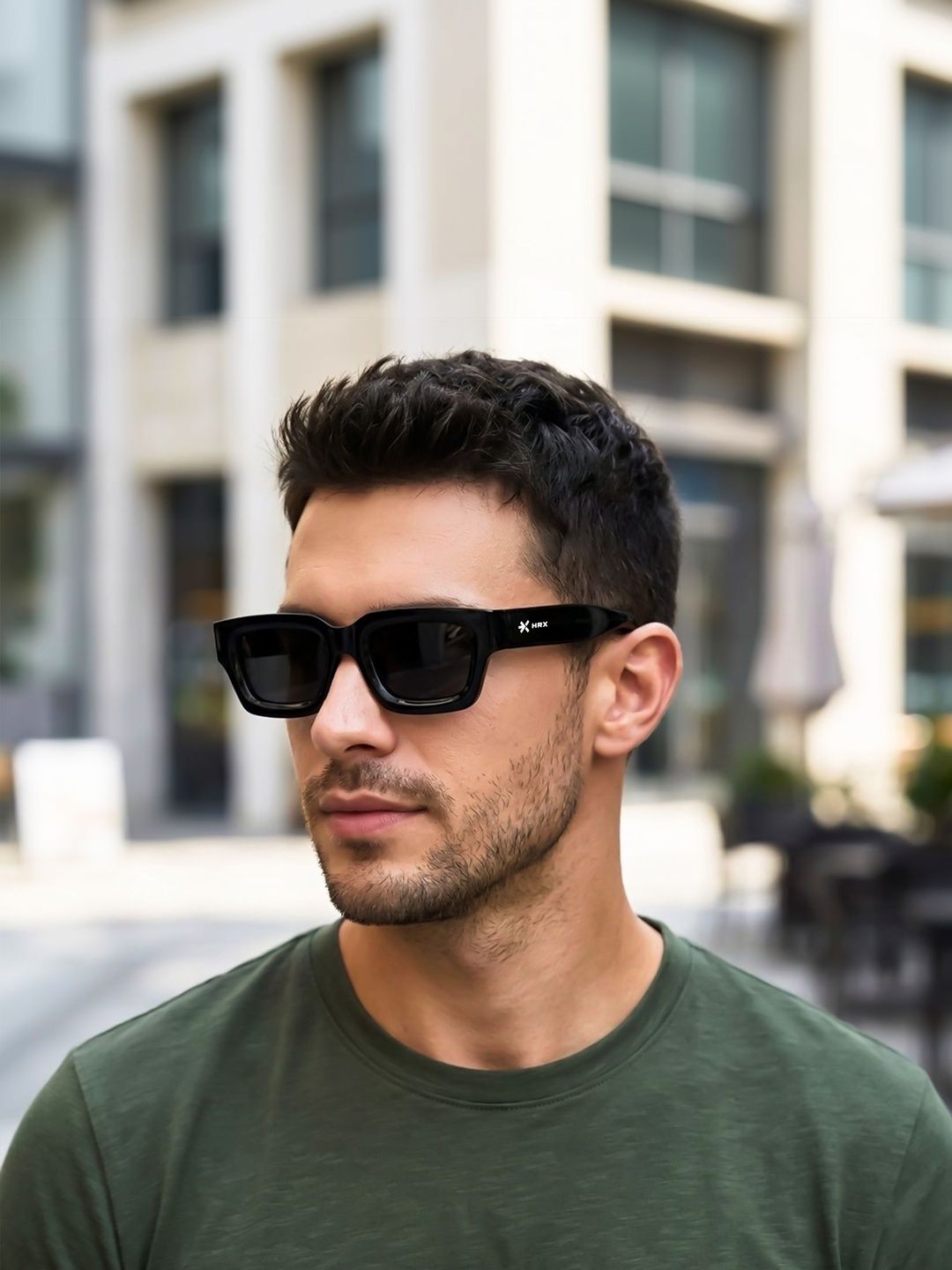 HRX by Hrithik Roshan Unisex Black Lens & Black Rectangle Sunglasses with