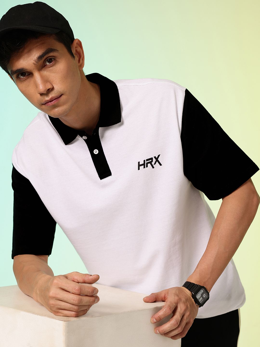 HRX by Hrithik Roshan Men Polo Collar Drop-Shoulder Sleeves T-shirt