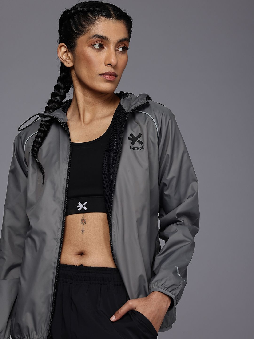 HRX by Hrithik Roshan HRX by Hrithik Roshan Rapid-Dry Antimicrobial Running Hooded Sporty Jacket