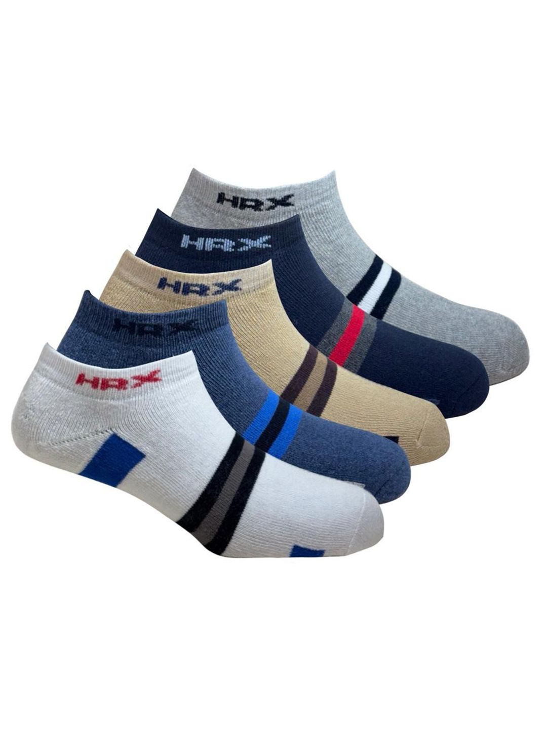 HRX by Hrithik Roshan Pack Of 5 Unisex Patterned Ankle-Length Socks
