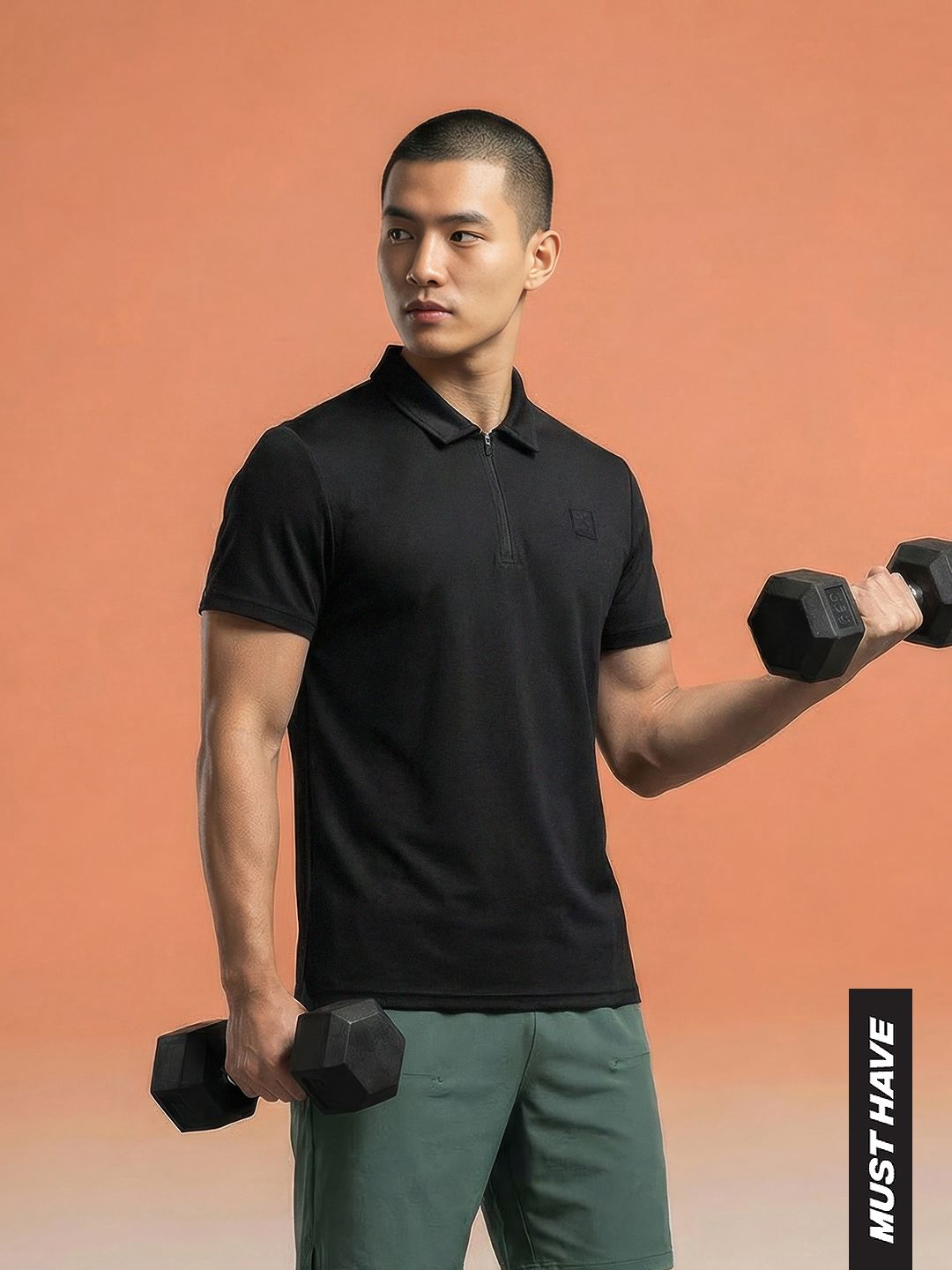 HRX by Hrithik Roshan Rapid-Dry Polo Collar Training T-shirt
