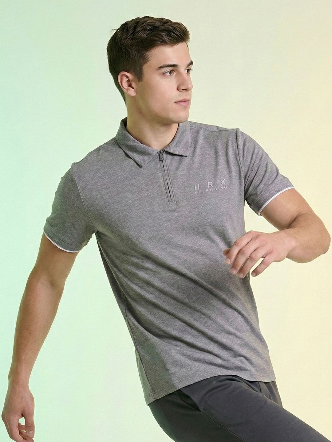 HRX by Hrithik Roshan Men Brand Logo Polo Collar T-shirt