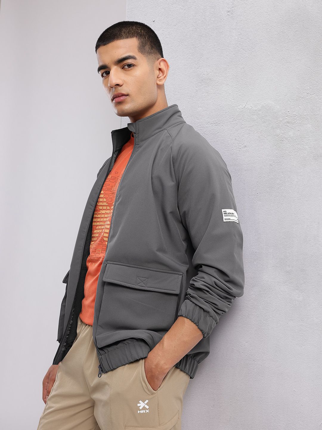 HRX by Hrithik Roshan Solid Mock Collar Bomber Jacket