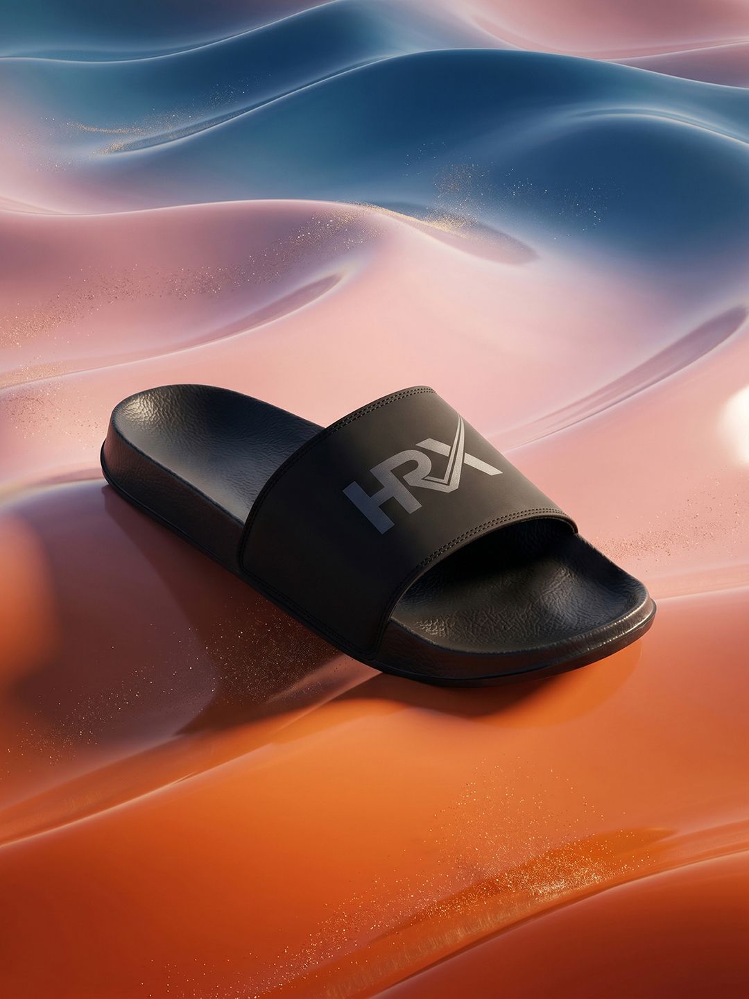HRX by Hrithik Roshan Men Black Printed  Sliders