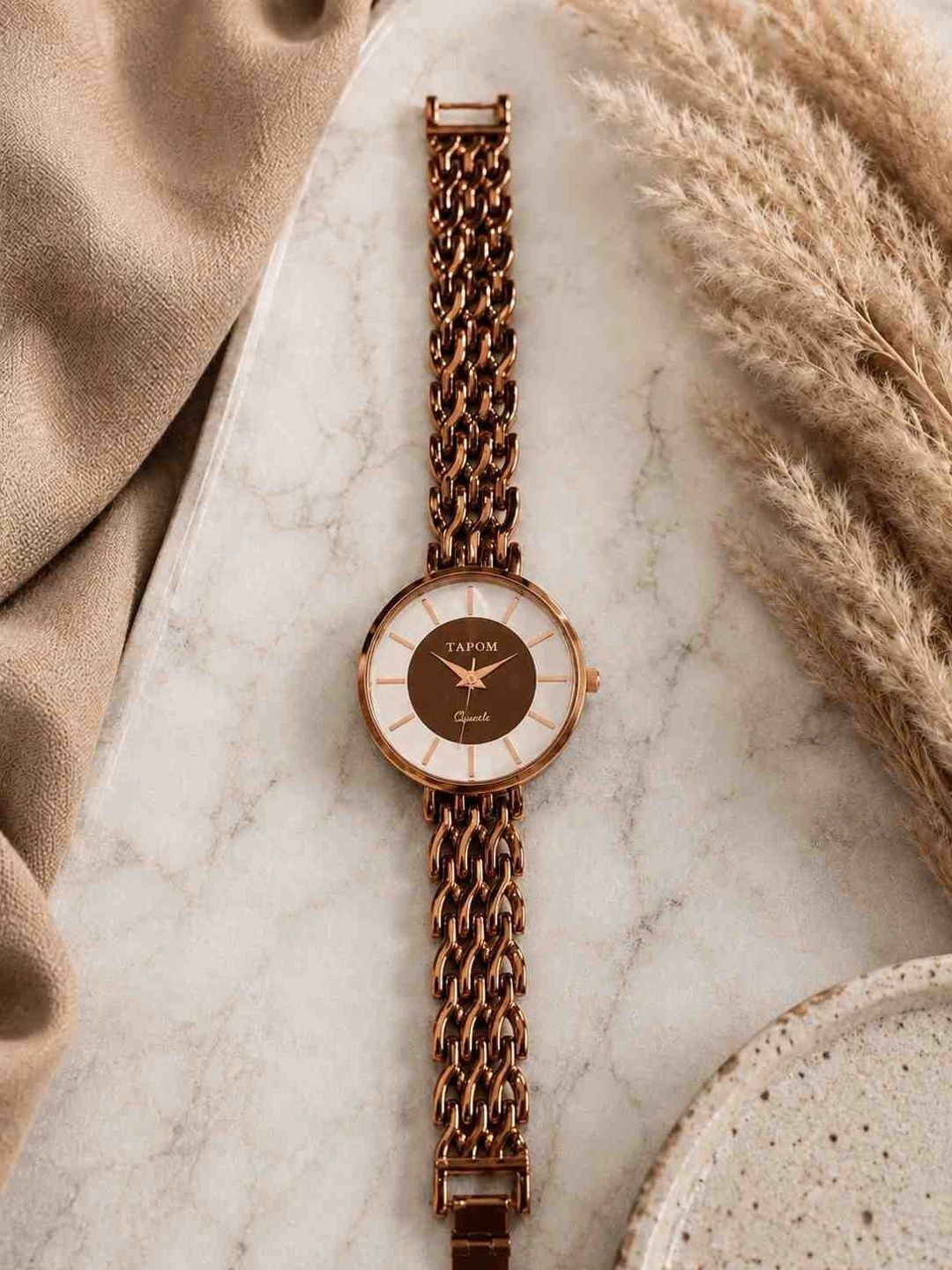 TAPOM TAPOM Women Dial & Bracelet Style Straps Analogue Watch TPM-ROUND-W-BRTL-NEW-BRN-11