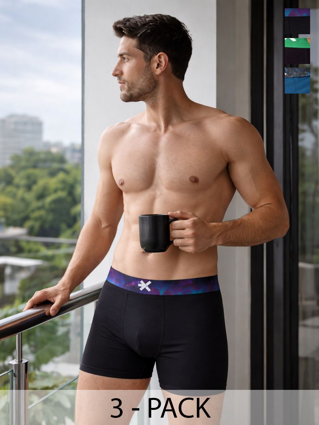 HRX by Hrithik Roshan Men Pack of 3 Cotton Blend Solid Trunks