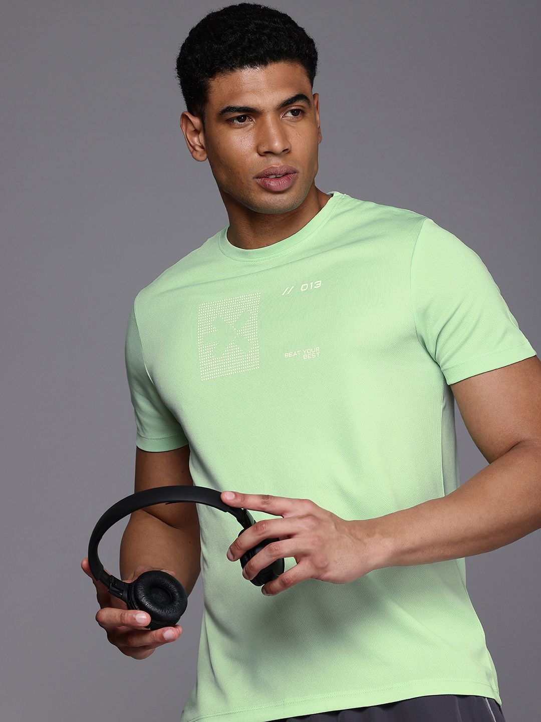 HRX by Hrithik Roshan Brand Logo Printed Rapid Dry Antimicrobial Finish Running T-shirt