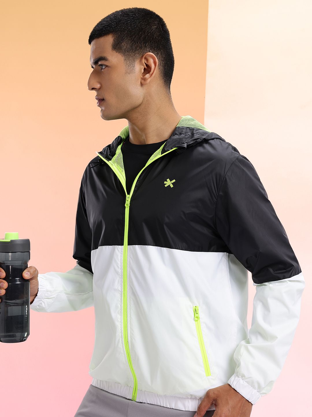 HRX by Hrithik Roshan Colourblocked Rapid-Dry Hooded Running Jacket