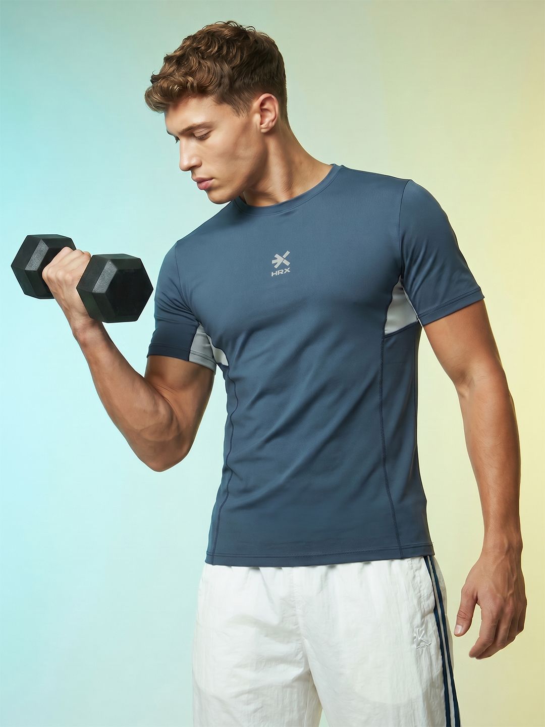 HRX by Hrithik Roshan Brand Logo Colourblocked Training T-shirt