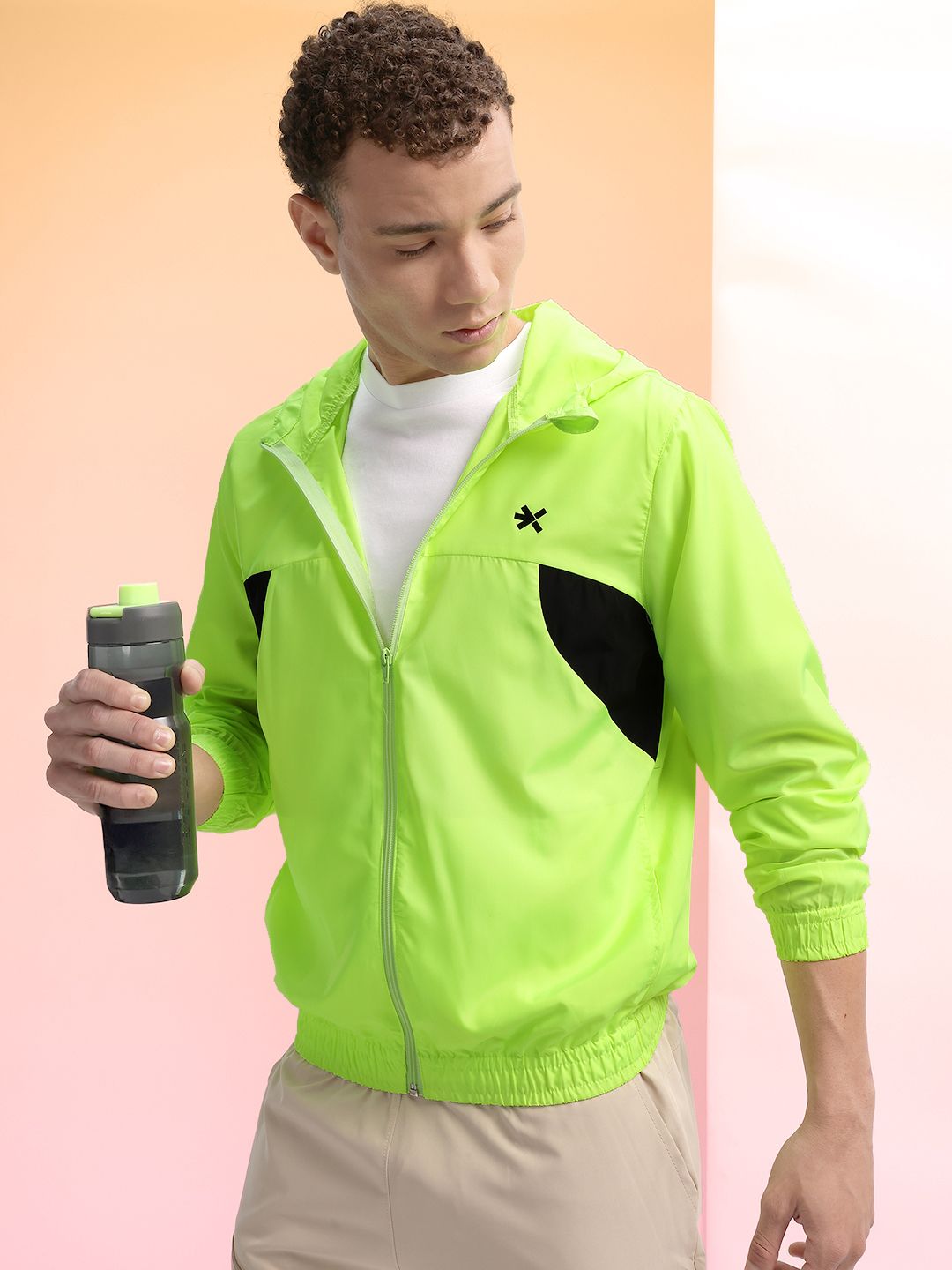 HRX by Hrithik Roshan Colourblocked Detail Hooded Running Jacket