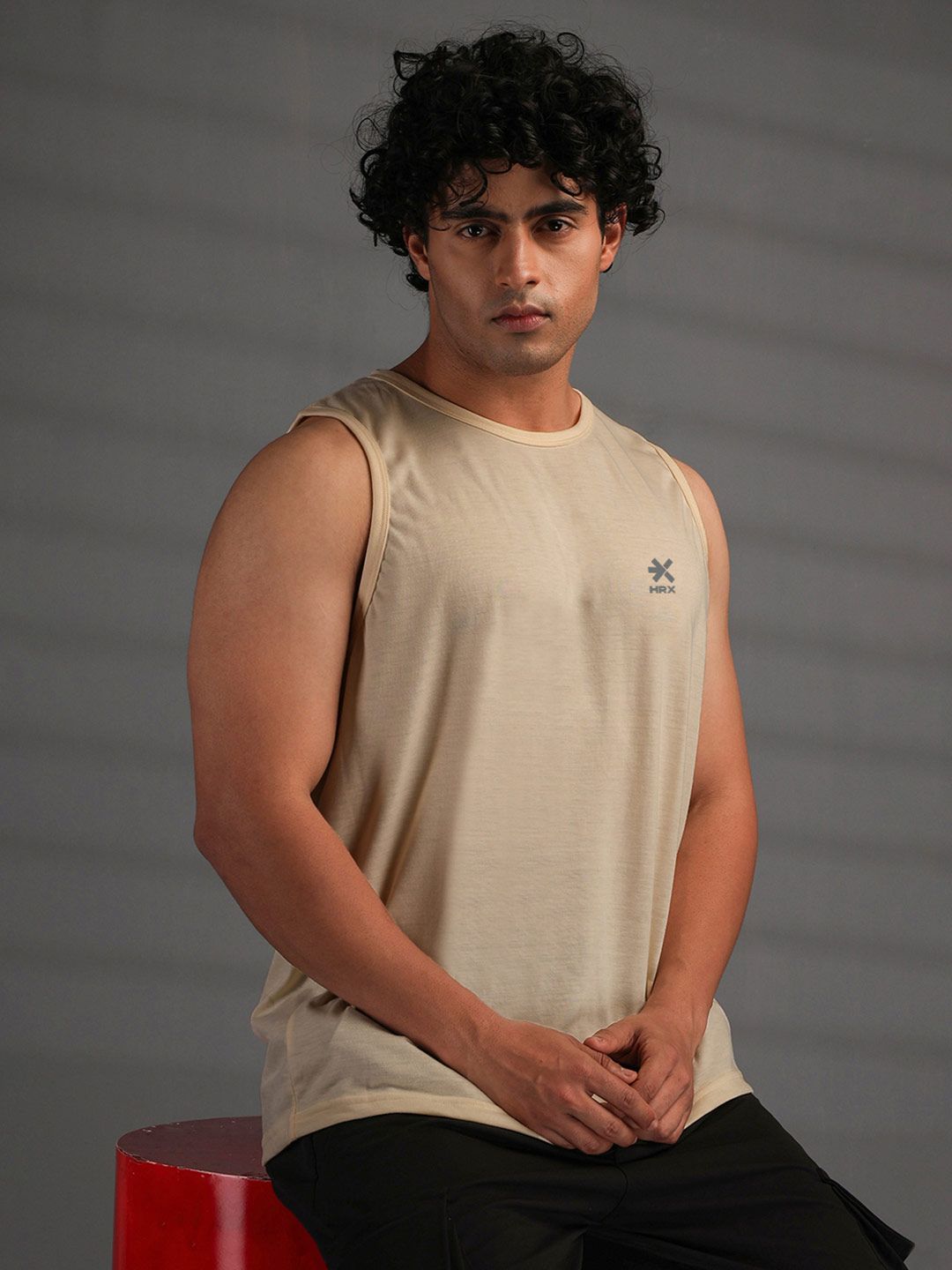 HRX by Hrithik Roshan Brand Logo Printed Round Neck  Gym Vest