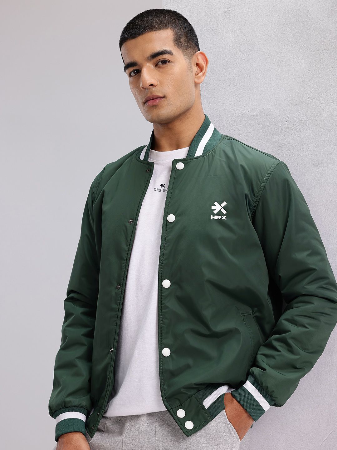 HRX by Hrithik Roshan Stand Collar Padded Bomber Jacket