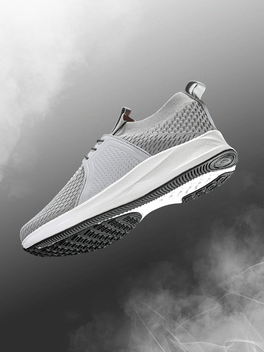HRX by Hrithik Roshan Men Grey & White Mesh Memory Foam Non-Marking Walking Shoes