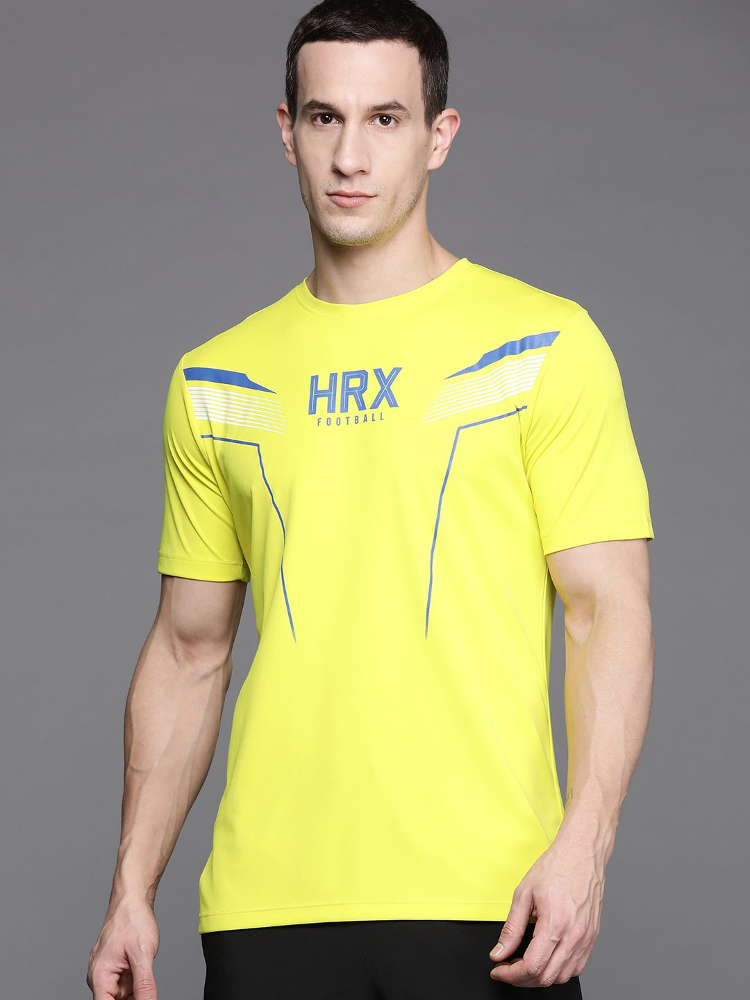 HRX by Hrithik Roshan Brand Logo Printed Rapid-Dry Football T-shirt