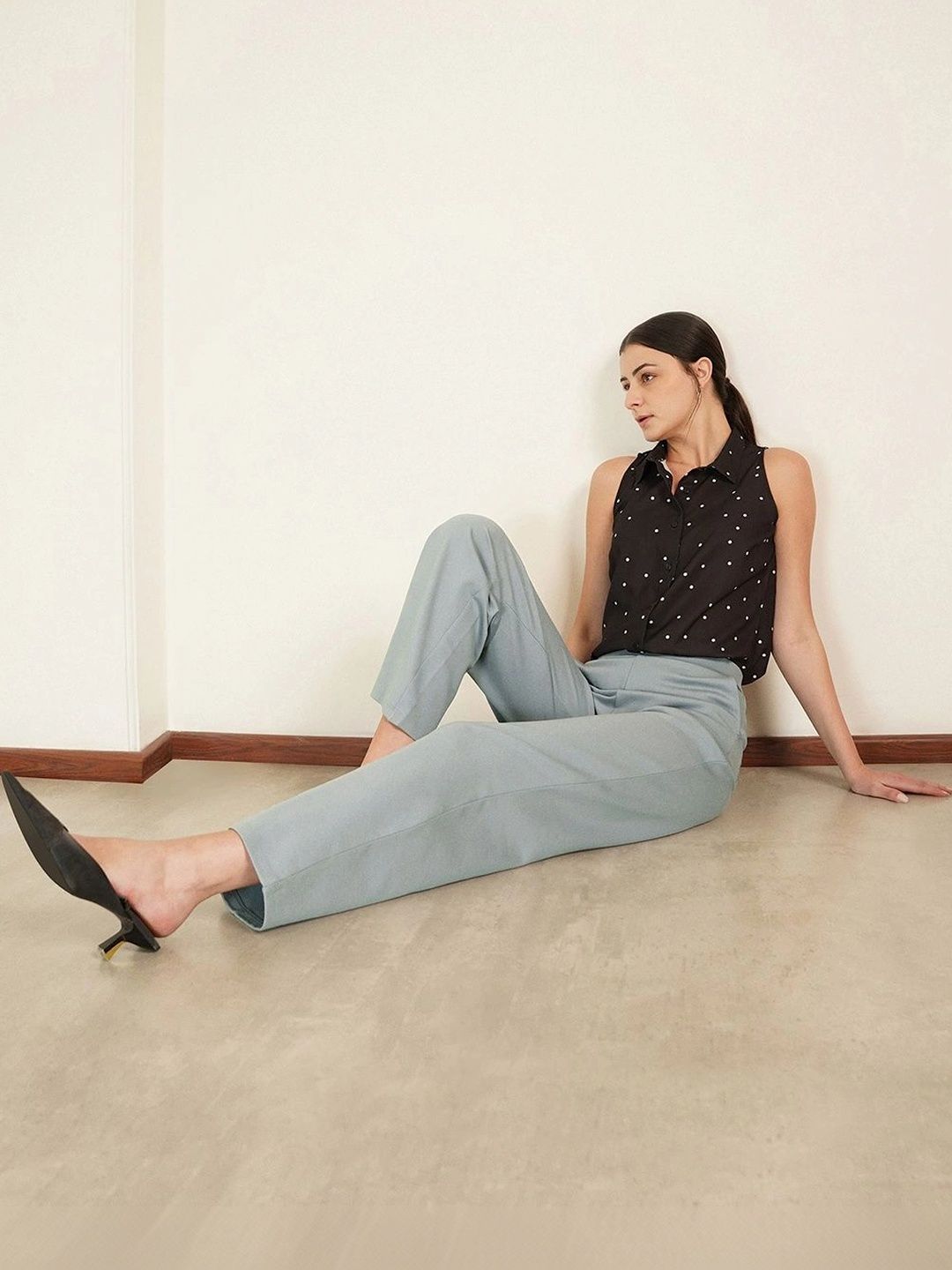 LivIn Wide Leg Trousers FABLE STREET Women Grey LivIn Wide Leg Formal Trousers