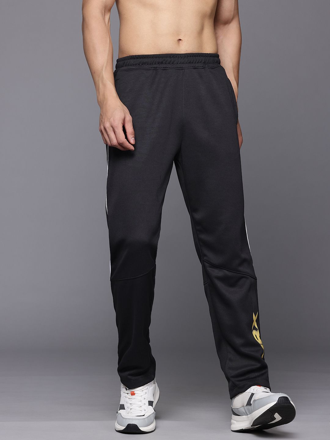 HRX by Hrithik Roshan Men Brand Logo Print Detail Mid-Rise Rapid-Dry Running Track Pants
