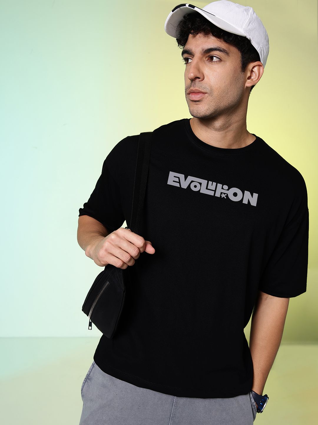 HRX by Hrithik Roshan Typography Printed Drop-Shoulder Sleeves Pure Cotton Relaxed T-shirt