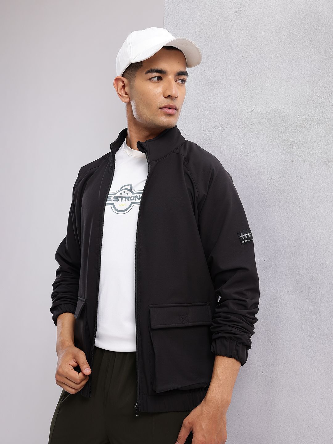 HRX by Hrithik Roshan Solid Mock Collar Bomber Jacket