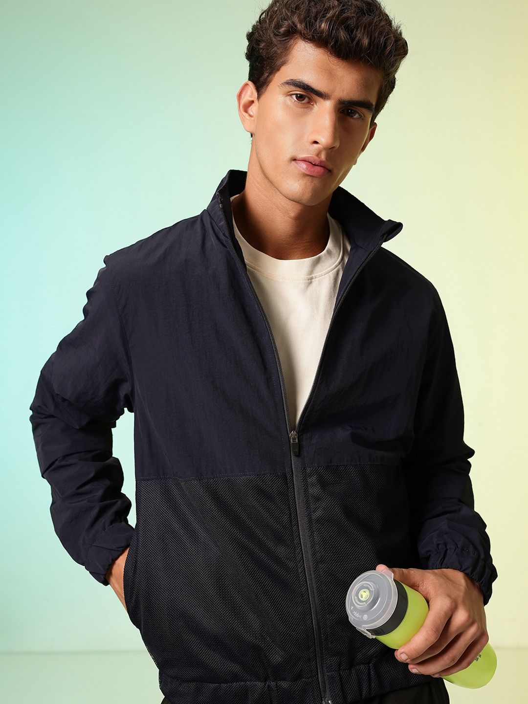 HRX by Hrithik Roshan Brand Logo Printed Mock Collar Training Sporty Jacket