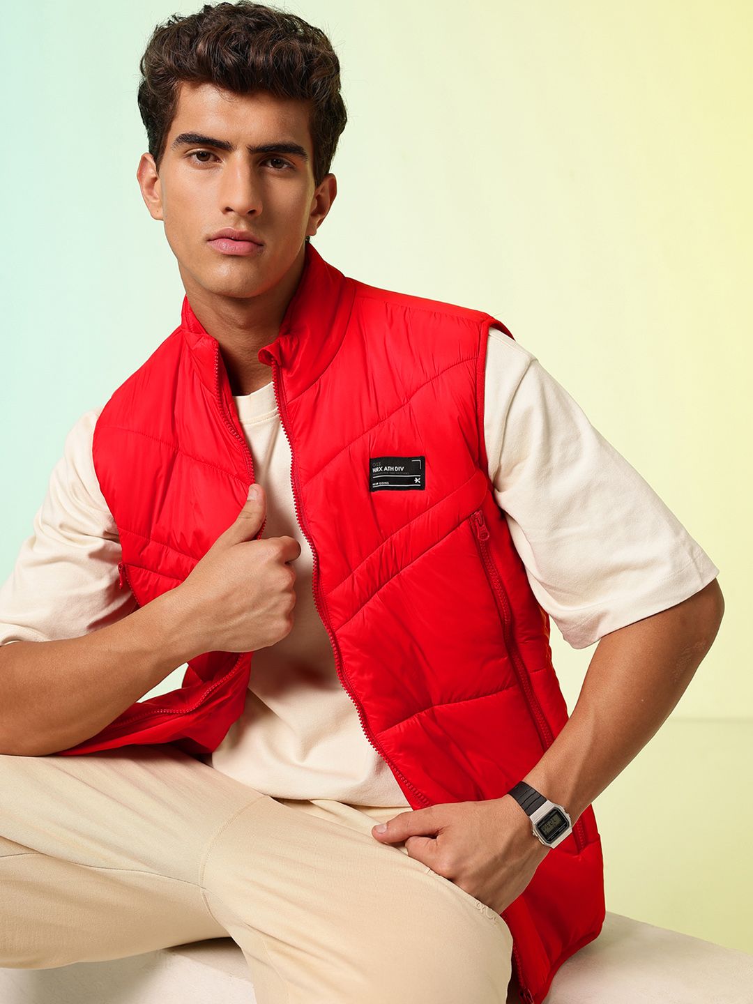 HRX by Hrithik Roshan Mock Collar Sleeveless Padded Jacket