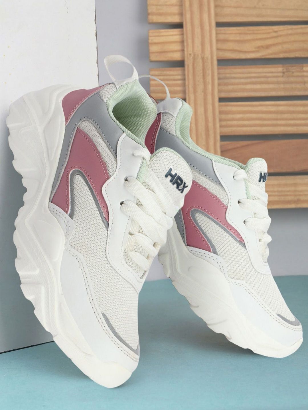 HRX by Hrithik Roshan Women Pink Colourblocked Round Toe Lightweight Sneakers