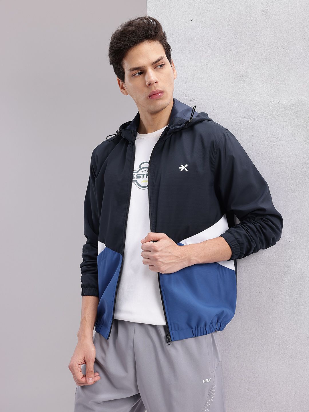 HRX by Hrithik Roshan Men Colourblocked Hooded Bomber Lifestyle Jacket