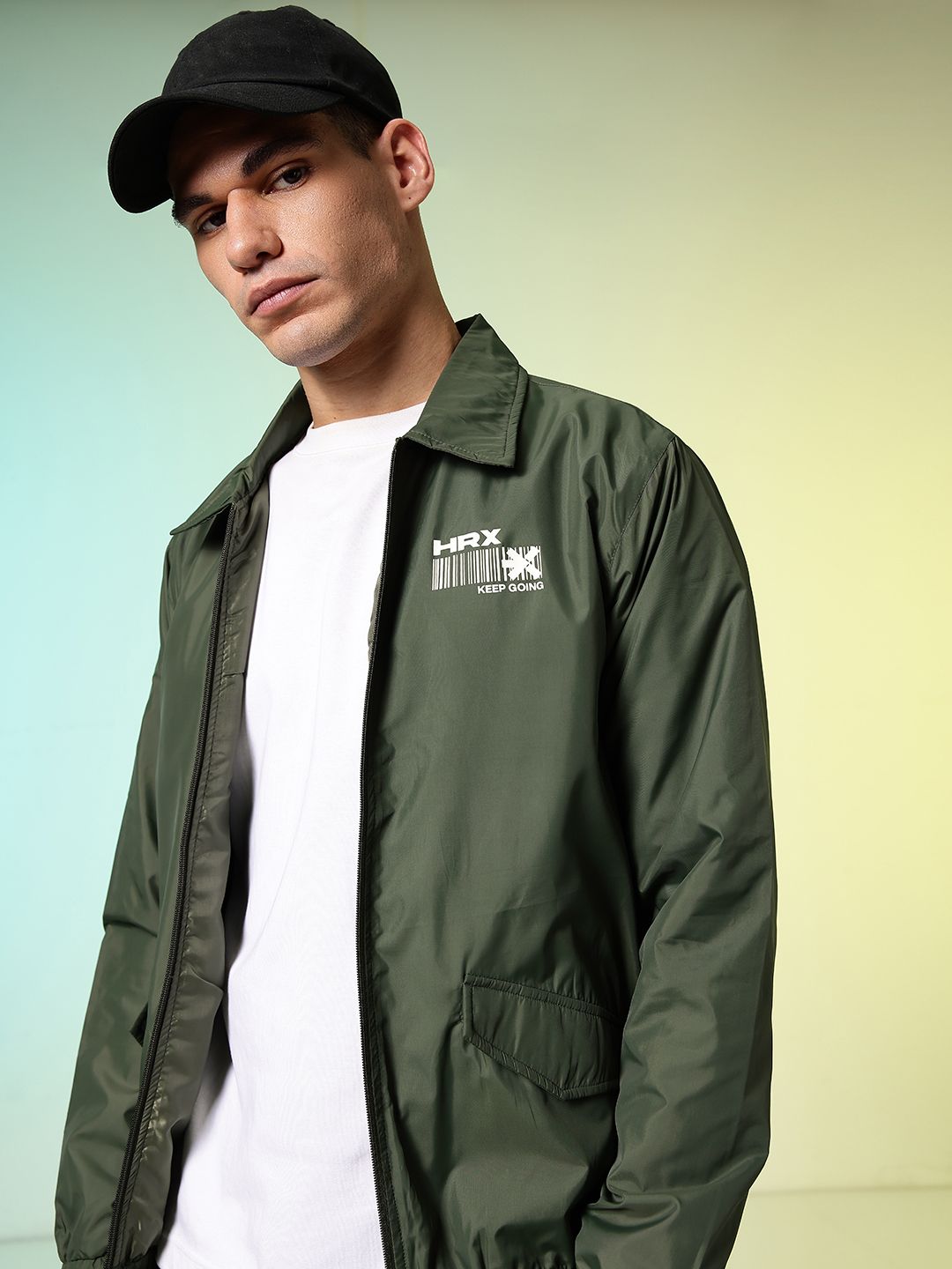 HRX by Hrithik Roshan Relaxed Fit Brand Logo Printed Spread Collar Sporty Jacket