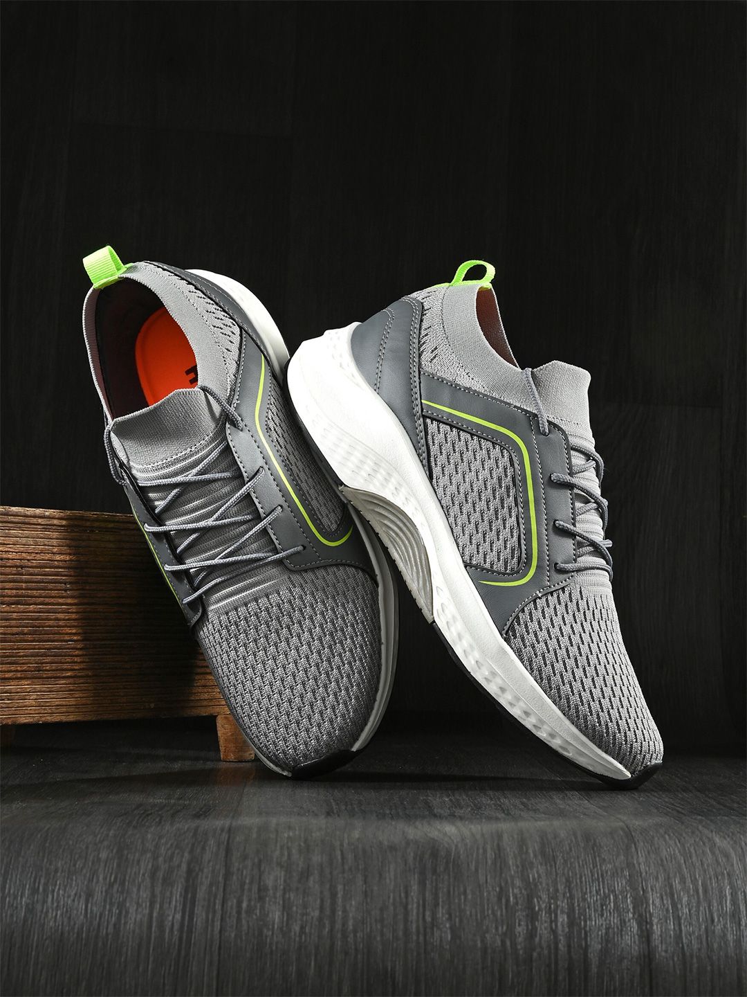 HRX by Hrithik Roshan Men Grey And White Memory Foam Non-Marking Running Shoes