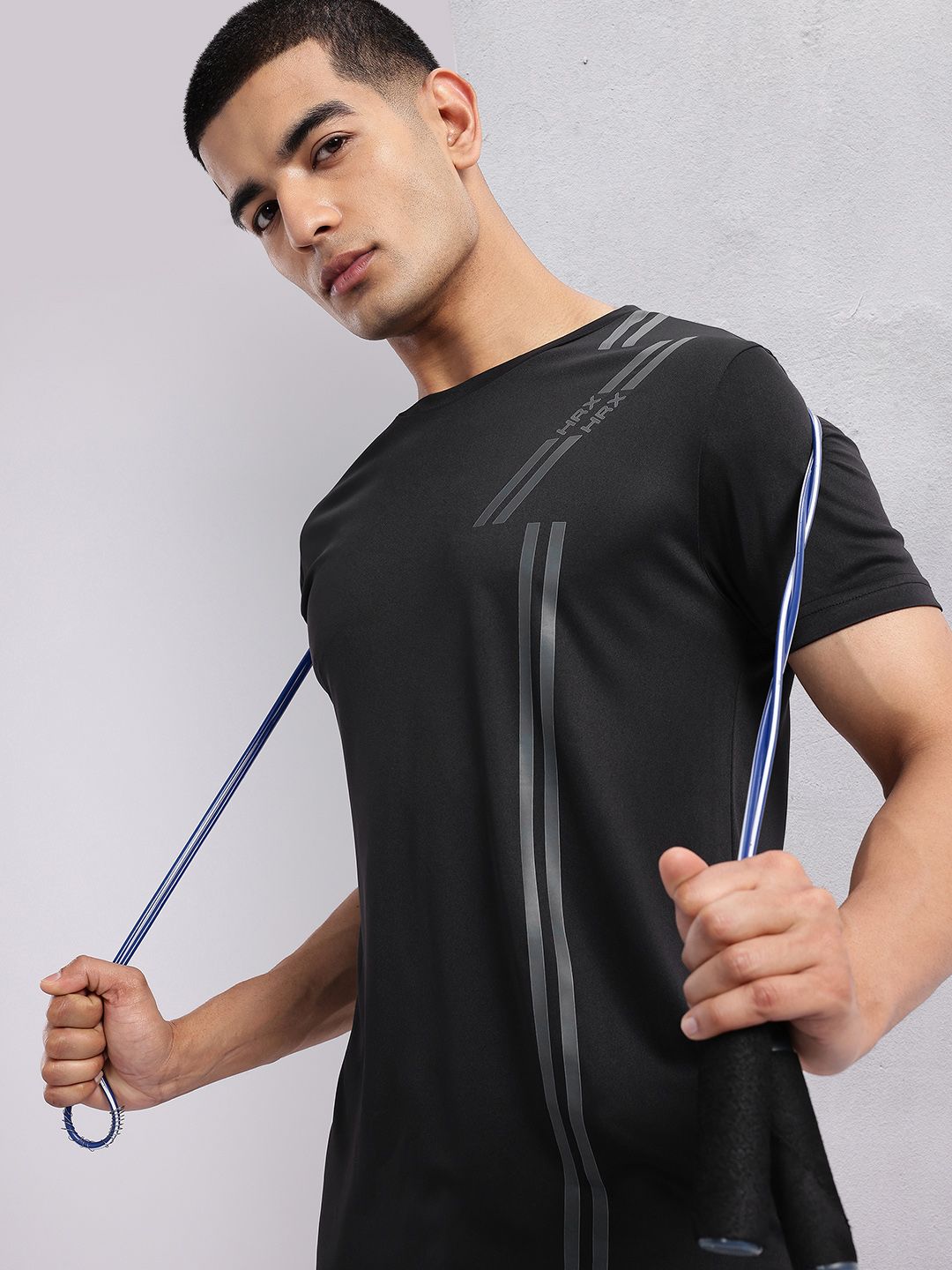 HRX by Hrithik Roshan Striped Rapid-Dry Training T-shirt