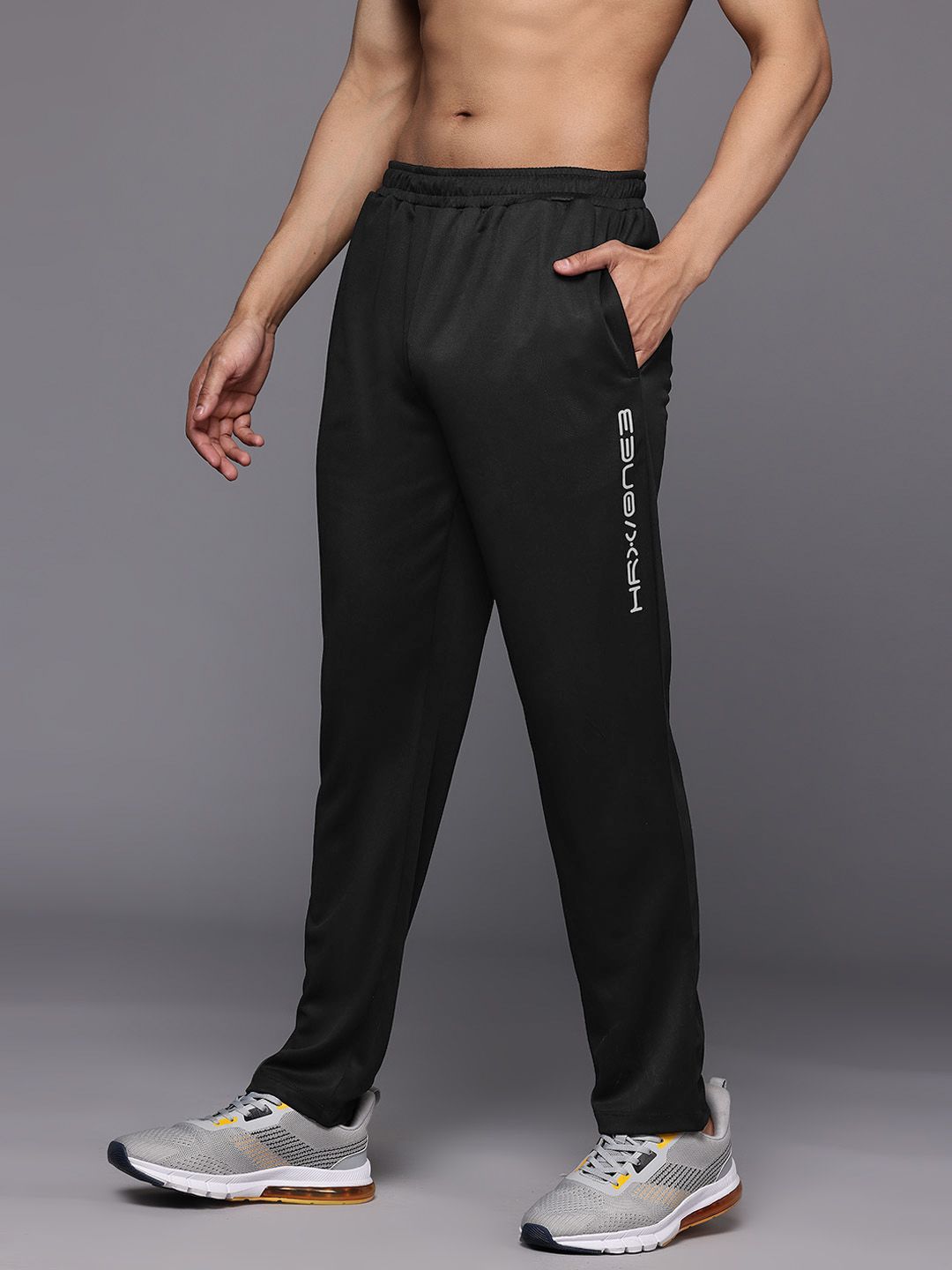 Men Rapid-Dry Track Pants HRX by Hrithik Roshan Men Regular Fit Rapid-Dry Running Track Pants With Reflective Detail