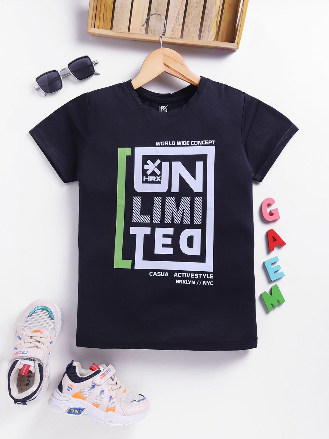 HRX by Hrithik Roshan HRX by Hrithik Roshan Boys Typography Printed Rapid Dry T-shirt