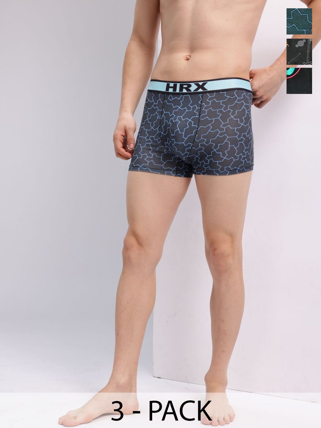 HRX by Hrithik Roshan Pack of 3 Printed Short Trunk