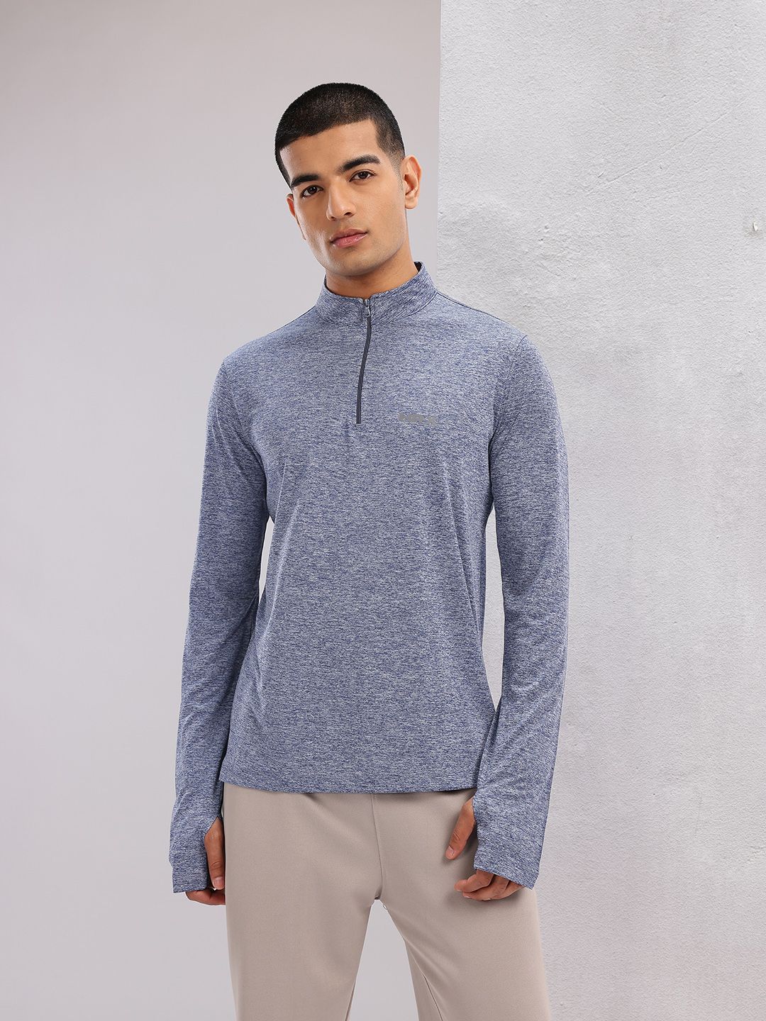HRX by Hrithik Roshan Mock Collar Thumb Hole Sleeves T-shirt