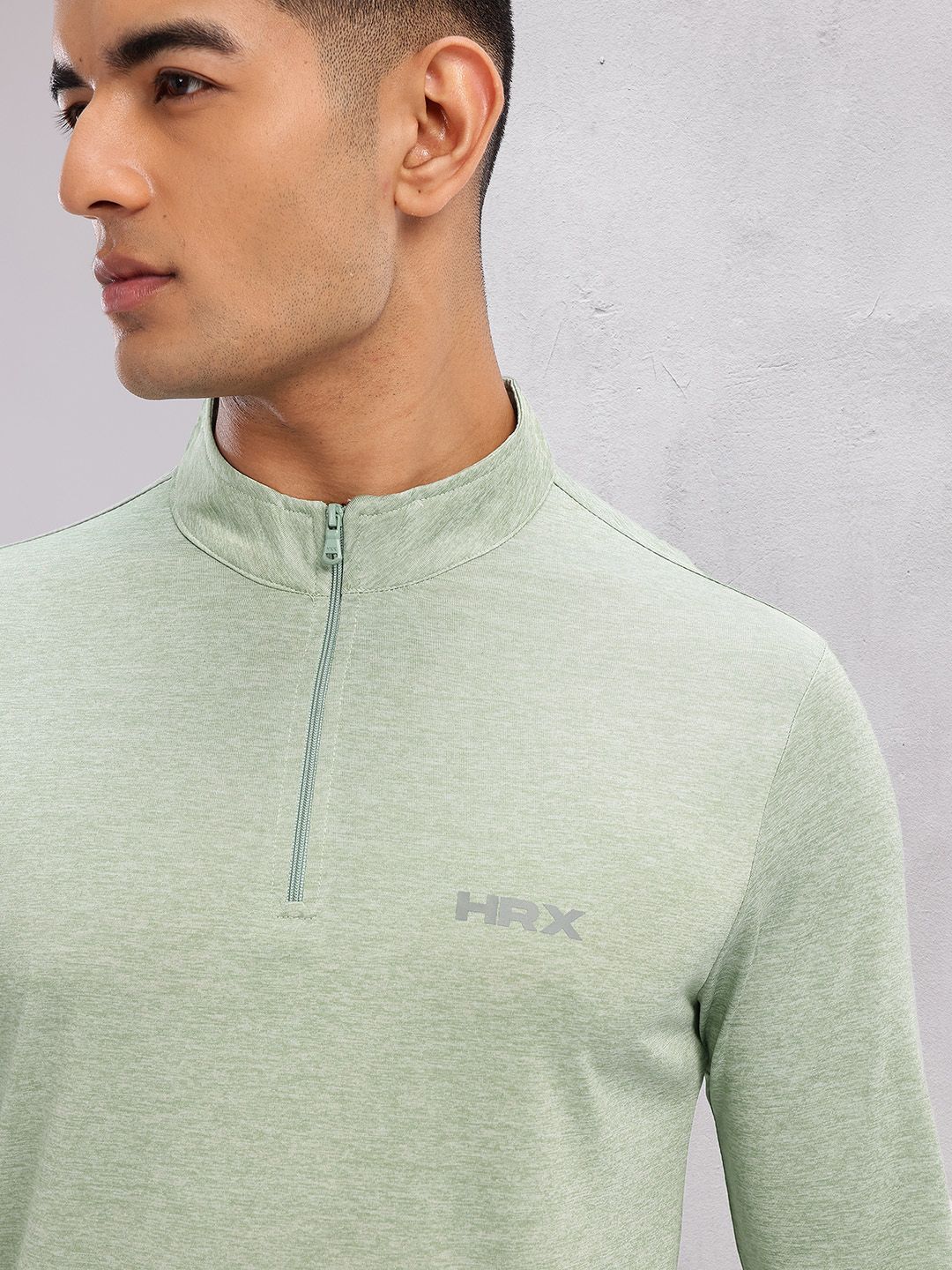 Buy HRX by Hrithik Roshan Mock Collar Thumb Hole Sleeves T-shirt