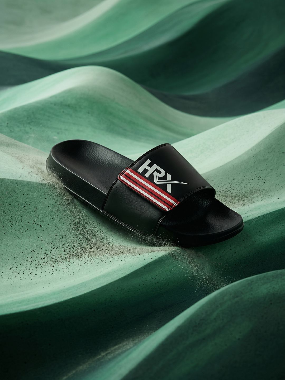 HRX by Hrithik Roshan Men Black & Red Printed Sliders