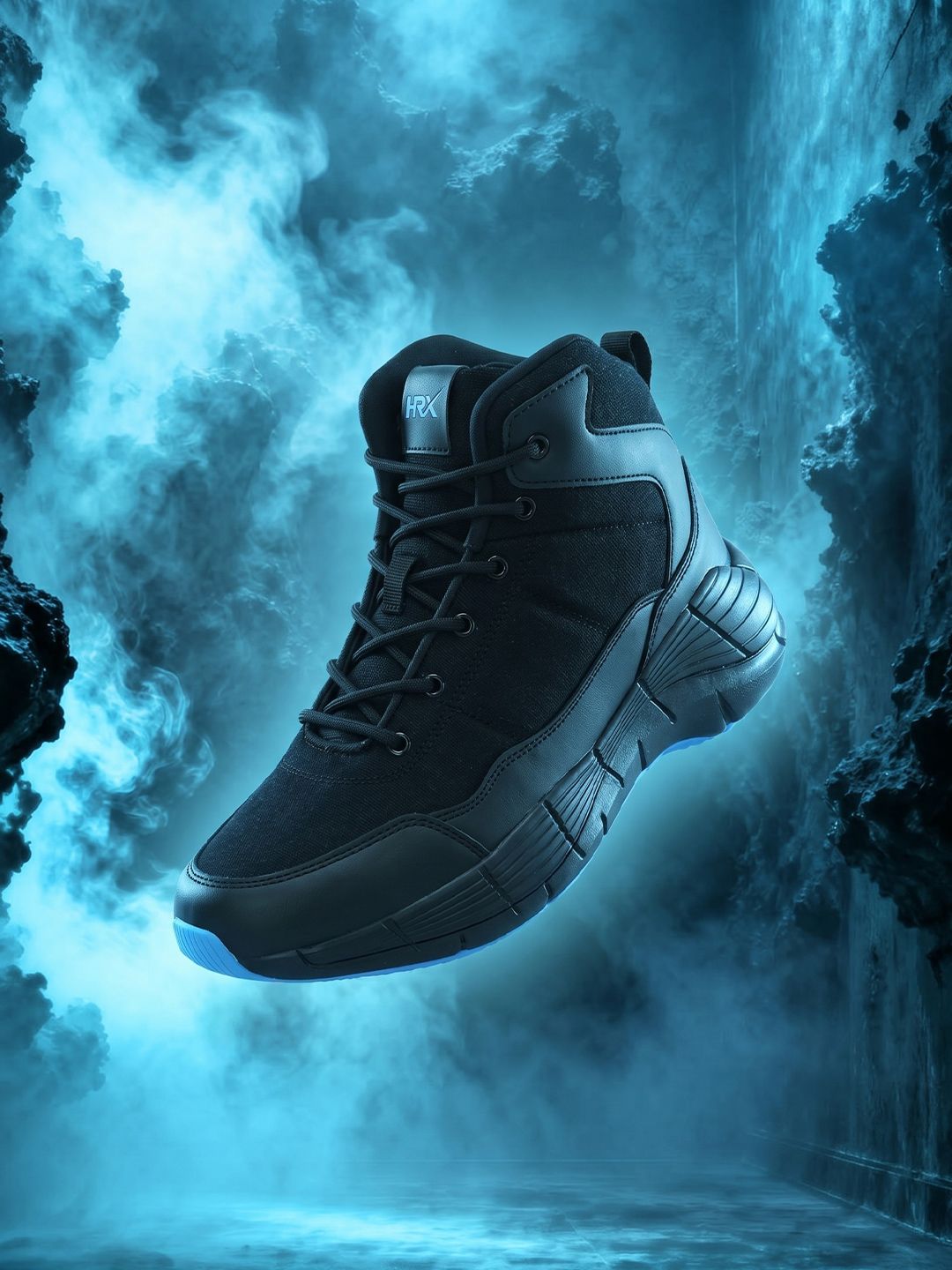HRX by Hrithik Roshan Men Black Lace-Up Basketball Shoes