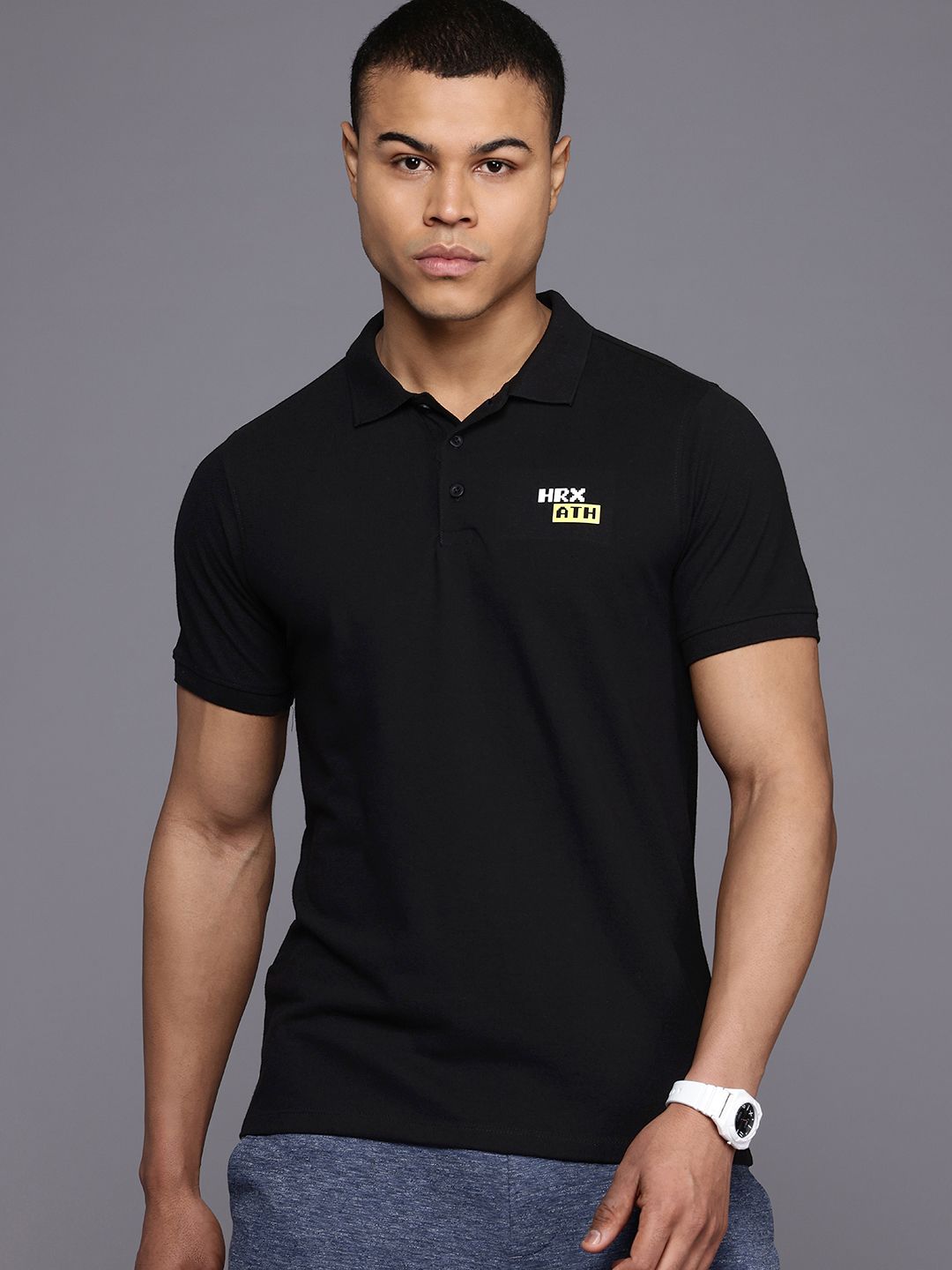 HRX by Hrithik Roshan Men Polo Collar Pure Cotton T-shirt