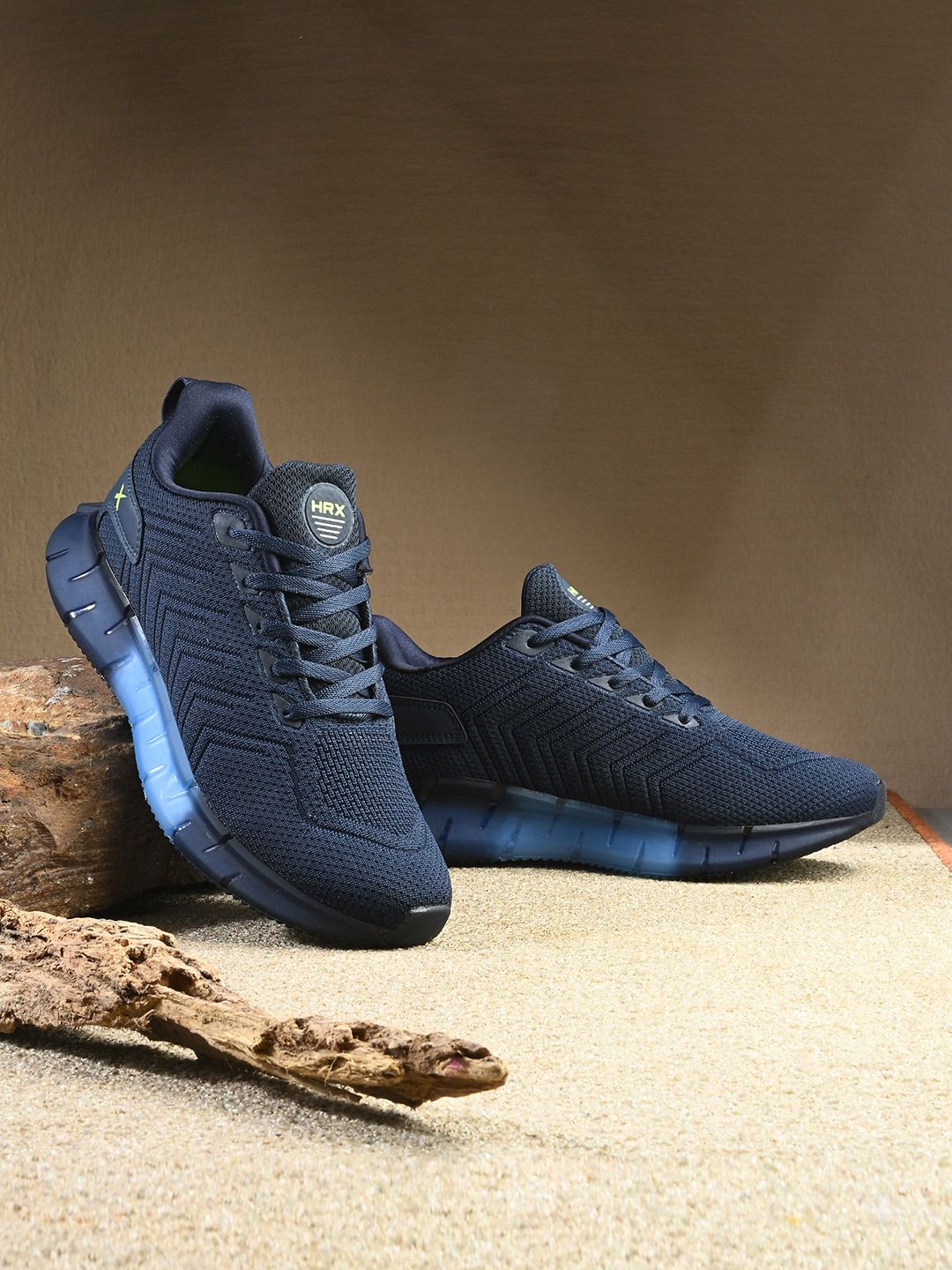 HRX by Hrithik Roshan Men Navy Blue Mesh Lace-Up Memory Foam Walking Non-Marking Shoes