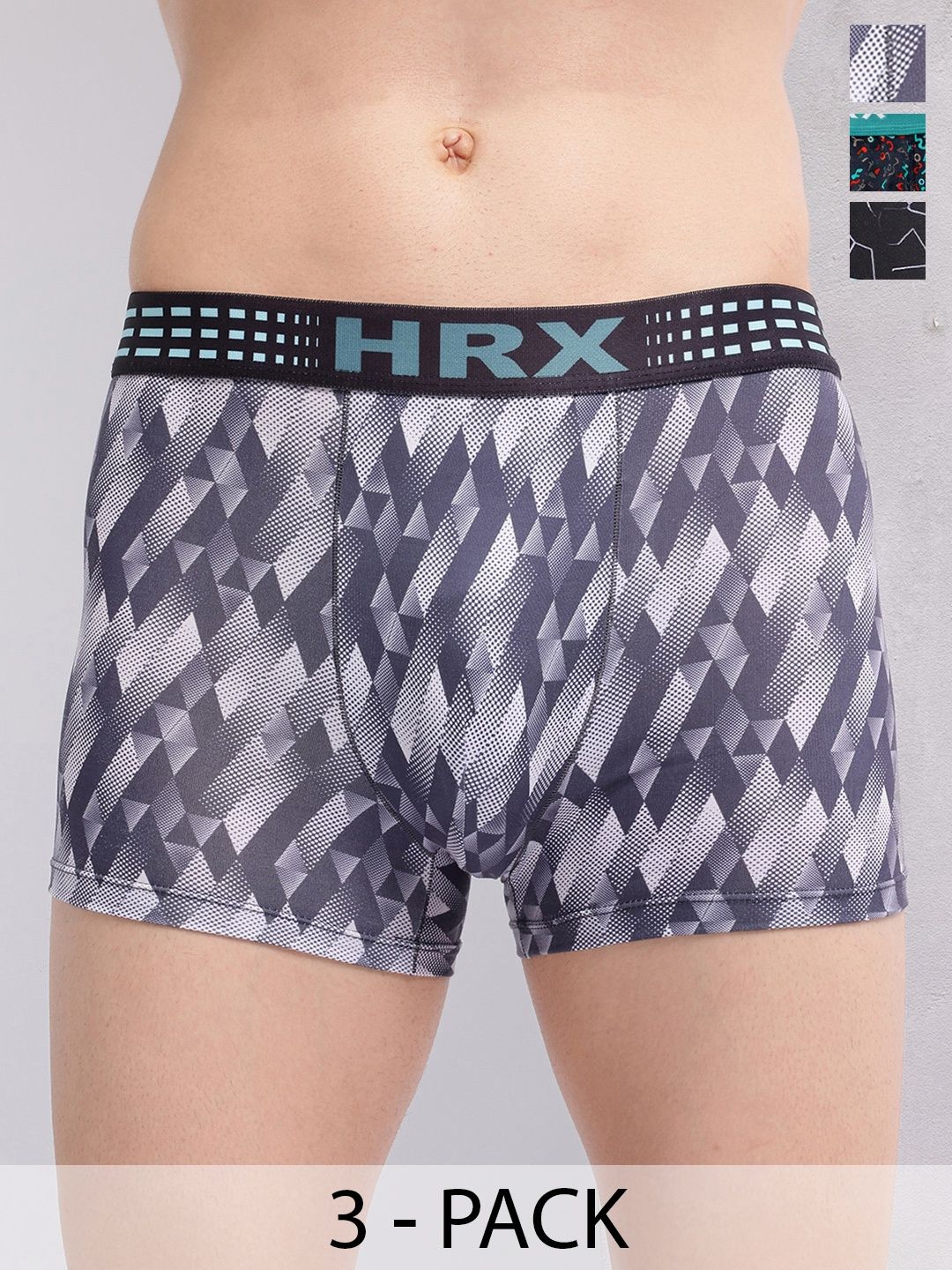 HRX by Hrithik Roshan Pack of 3 Printed  Short Trunk